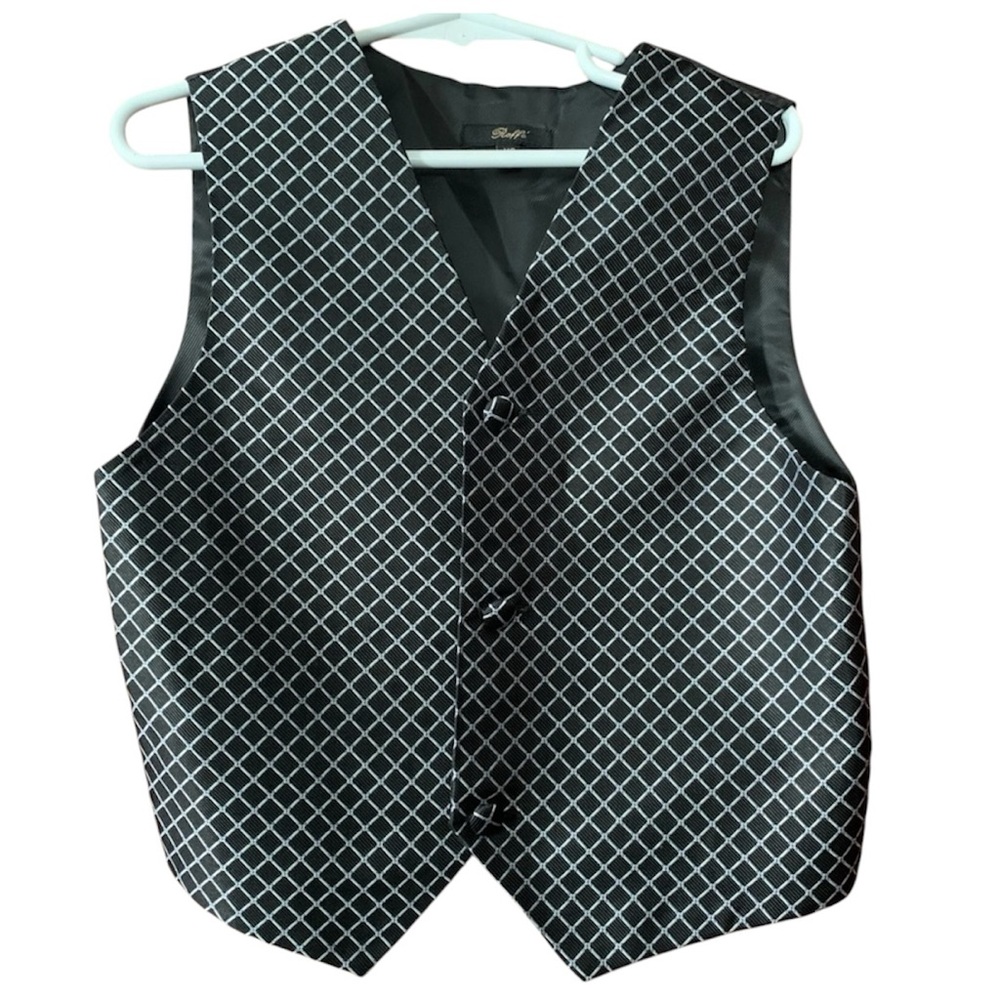 ROFFE Checkered Vest 100% Silk Hand Made Formal Black Vest Little Boy Size XS